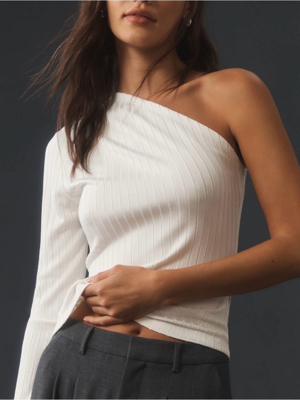 NWOT Anthropologie One-Shoulder Ribbed Top